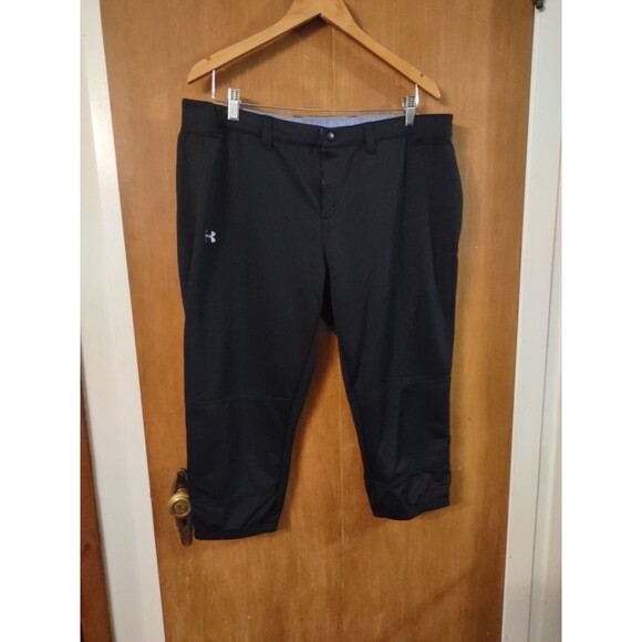 Under Armour Men's Activewear Pants Baseball Solid Black Fitted Size XL - Picture 1 of 5